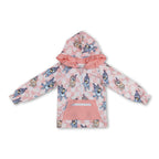 Long sleeves plaid floral dog ruffle baby girls hoodie