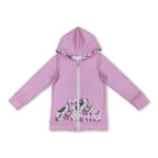 Pink green face pockets girls Christmas hooded jacket