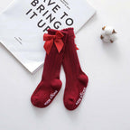 Baby Girls Big Bow 100% Cotton Knee High Long Soft Cotton Lace Baby Socks Bowknot Socks