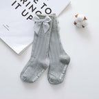 Baby Girls Big Bow 100% Cotton Knee High Long Soft Cotton Lace Baby Socks Bowknot Socks