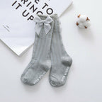 Baby Girls Big Bow 100% Cotton Knee High Long Soft Cotton Lace Baby Socks Bowknot Socks
