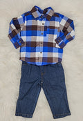 Carter's Baby Boys 2-Pc. Plaid Flannel Shirt and Canvas Pants, 12 Months