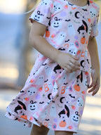 Halloween Ghost Girl Twirl Dress Short-sleeved