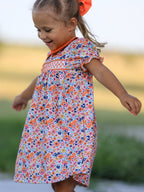 Fall Floral Smocked Petals Collar Girls Dress