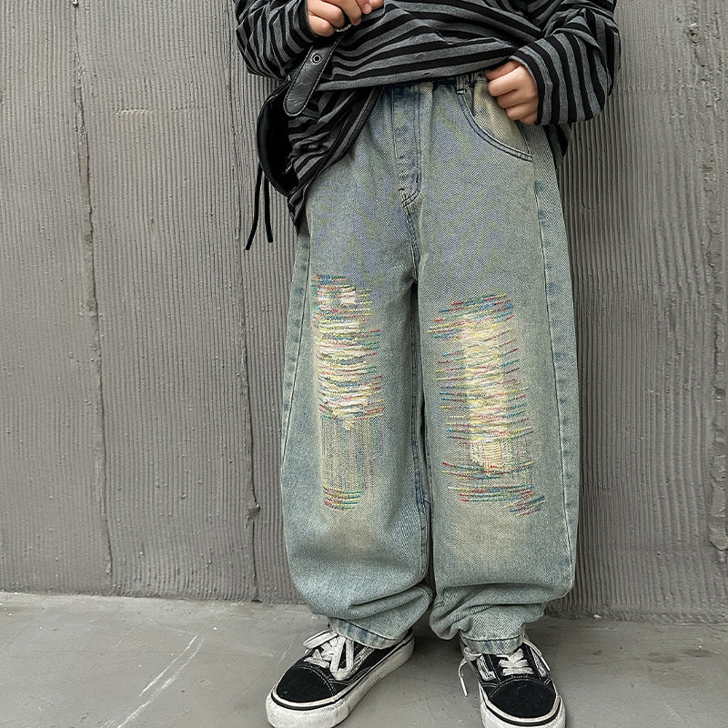 Pu Shuai Style Trousers Loose Personality Boys Trendy Jeans