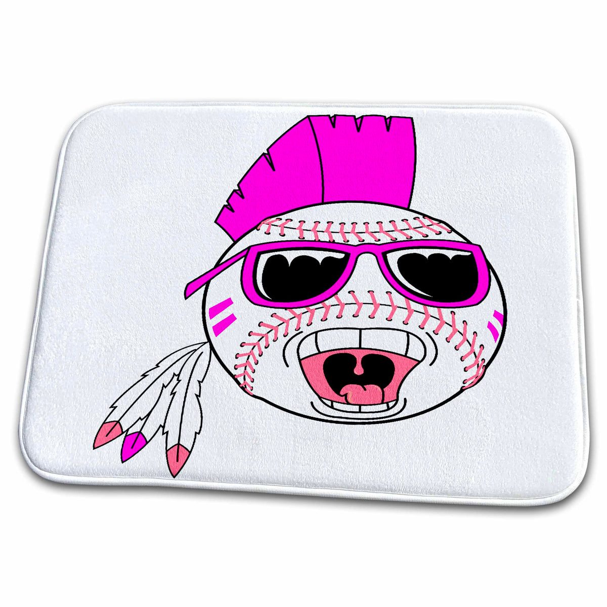 3dRose Baseball Pink Girl Punk Vector Sports Design - Dish Drying Mats (ddm-116282)