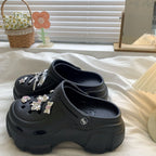 Cute DIY Bow knot Fashion Clogs For Women Indoor Street Slippers Thick Sole Female Summer Shoes Soft EVA Girls Beach Sandals