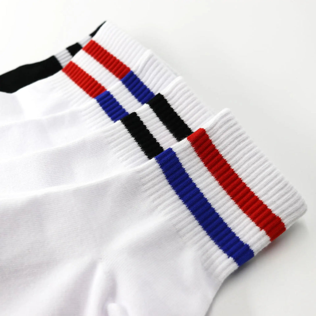 Vintage Two Stripes Sports Cotton Men Ankle Socks Streetwear Hiphop Skate Hiphop Athletic White Black Shcool Designer Punk Boy