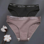 2Pcs/Set M-XXL Cotton Panties for Women Letter Belt Briefs Sexy Low Rise Underwear Ladies Panty Girl Big Size Intimates Lingerie