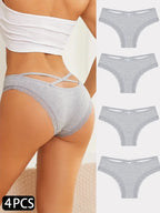 4PCS Cotton Seamless Panties Hollow Sexy Design Unique Low Waist Women Panties Breathable Girls Underwear Soft Lingerie S-XL