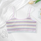 Women Non-wire Bras Female Cotton Bra Tops Striped Crop Top Small Breast Breathable Push Up Bra Comfort Girl Underwear