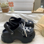 Cute DIY Bow knot Fashion Clogs For Women Indoor Street Slippers Thick Sole Female Summer Shoes Soft EVA Girls Beach Sandals