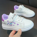 Girls' White Shoes Spring Children Anti-skid Leather Shoes Solid Soles Children's Shallow Mouth Sport Shoes Size 26-37