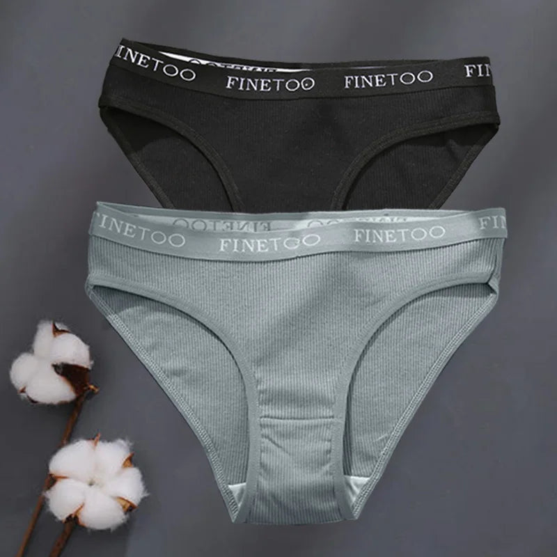 2Pcs/Set M-XXL Cotton Panties for Women Letter Belt Briefs Sexy Low Rise Underwear Ladies Panty Girl Big Size Intimates Lingerie