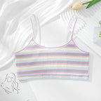 Women Non-wire Bras Female Cotton Bra Tops Striped Crop Top Small Breast Breathable Push Up Bra Comfort Girl Underwear