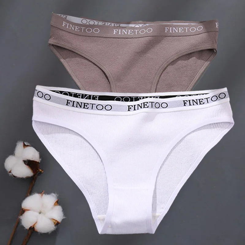 2Pcs/Set M-XXL Cotton Panties for Women Letter Belt Briefs Sexy Low Rise Underwear Ladies Panty Girl Big Size Intimates Lingerie