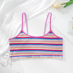 Women Non-wire Bras Female Cotton Bra Tops Striped Crop Top Small Breast Breathable Push Up Bra Comfort Girl Underwear