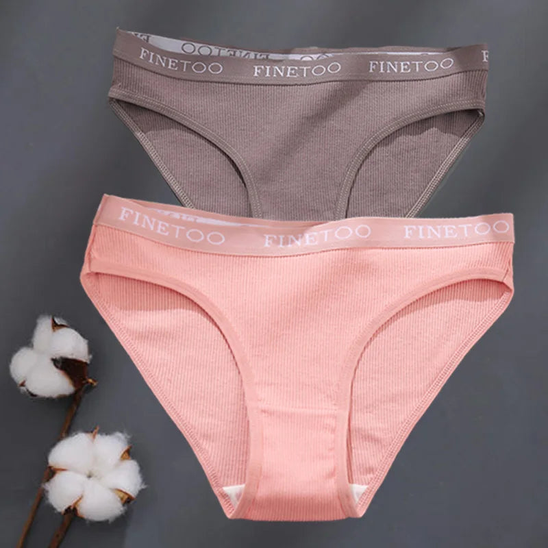 2Pcs/Set M-XXL Cotton Panties for Women Letter Belt Briefs Sexy Low Rise Underwear Ladies Panty Girl Big Size Intimates Lingerie