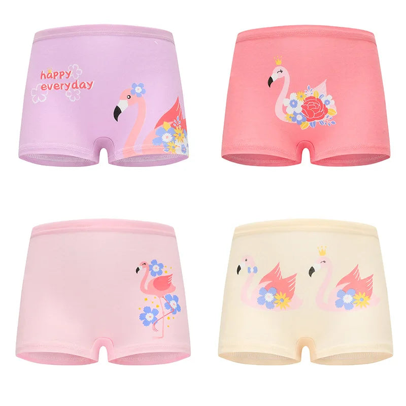 4 Pieces/lot Design Children's Girls Panties Cotton Soft Pretty Cartoon Unicorn Child Underwear for Girls Kids Boxer Breathable