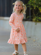 Halloween Thanksgiving Pumpkin Bow Pocket Girls Dress