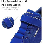 Hobibear Boys Size 1 Blue Hook Loop Wide Toe Box Elastic Lace Athletic Shoes