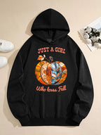 Just a Girl Who Loves Fall Pumpkins Hoodie Sweatshirt with Drawstring