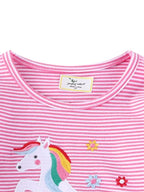 Toddler Girls Unicorn Ruffle Sleeve Striped T-Shirt