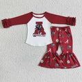 Baby Girls Alabama football team bell pants sets: 2T