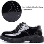 Dadawen Little Boys Size 1.5 Black Lace Up Faux Leather Oxford Dress Shoes