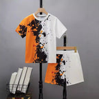 Boys' Casual Short Sleeve T-shirt Top Shorts Two-piece Set