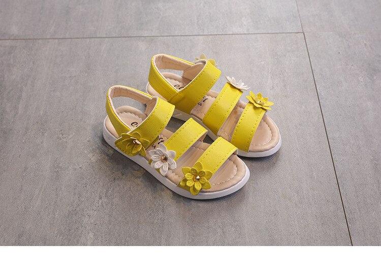 Children's Shoes Summer Style Sandals Girls Princess Beautiful Flower Shoes Kids Flat Sandals Baby Girl Girls Strappy Sandals With Flowers Open-Toe Dress Sandals Beautiful Outdoor Party Sandals