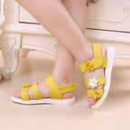 Children's Shoes Summer Style Sandals Girls Princess Beautiful Flower Shoes Kids Flat Sandals Baby Girl Girls Strappy Sandals With Flowers Open-Toe Dress Sandals Beautiful Outdoor Party Sandals