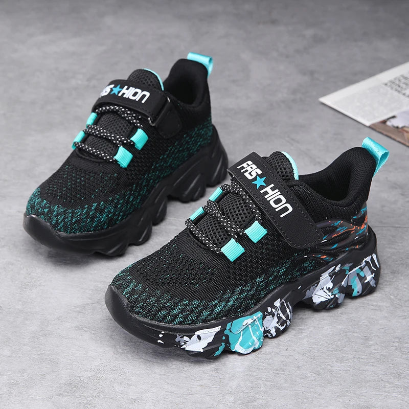 Children's sports shoes boys' mesh breathable soft soled running shoes