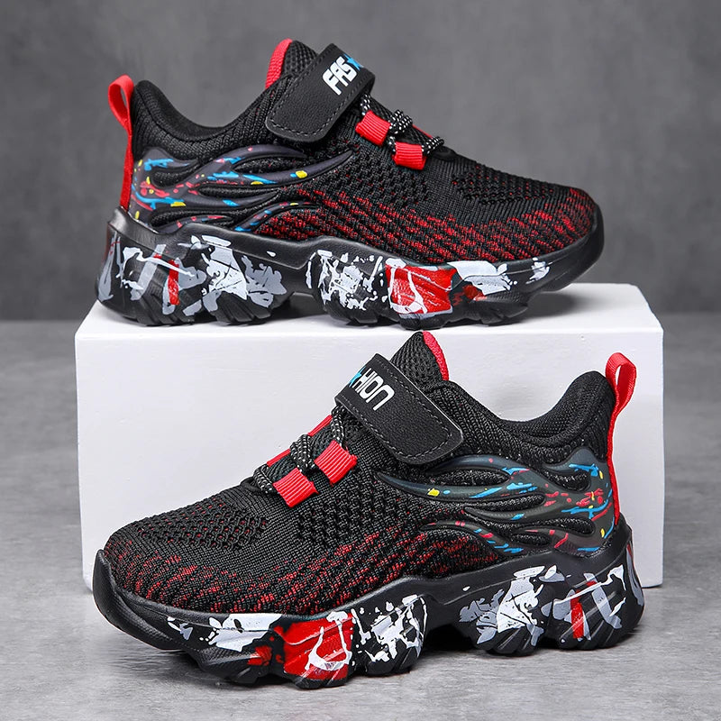 Children's sports shoes boys' mesh breathable soft soled running shoes