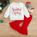 Christmas Autumn And Winter Girl Letter Jumpsuit Velvet Stitching Plush Bell-bottom Pants Children Suit