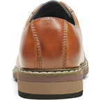 Bruno Marc Little Boys Size 2 Brown Faux Leather Lace Up Oxford Formal Shoes
