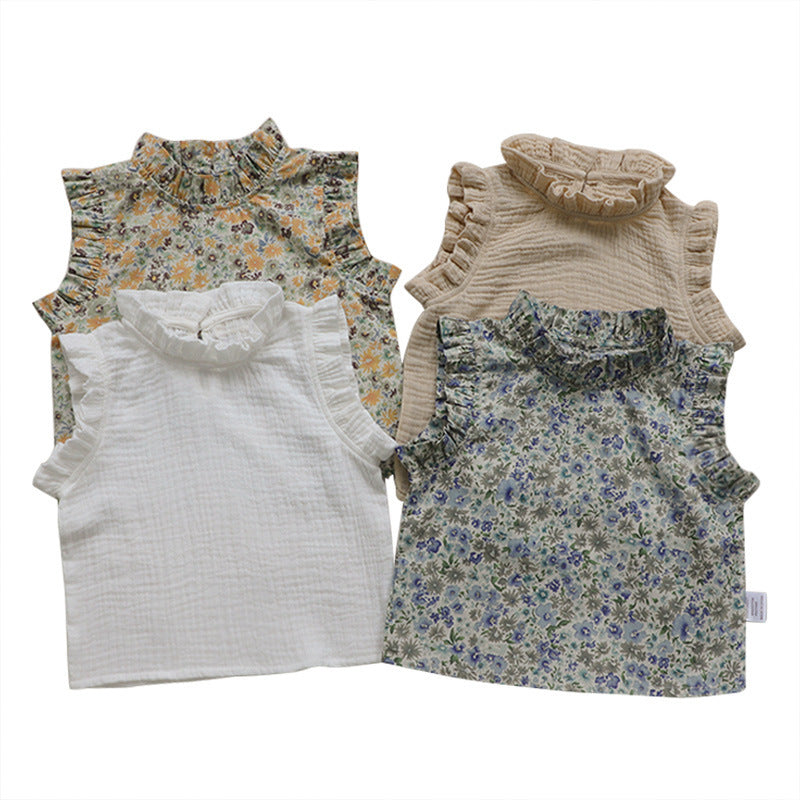 Girls' Summer Baby Floral Vest T-shirt