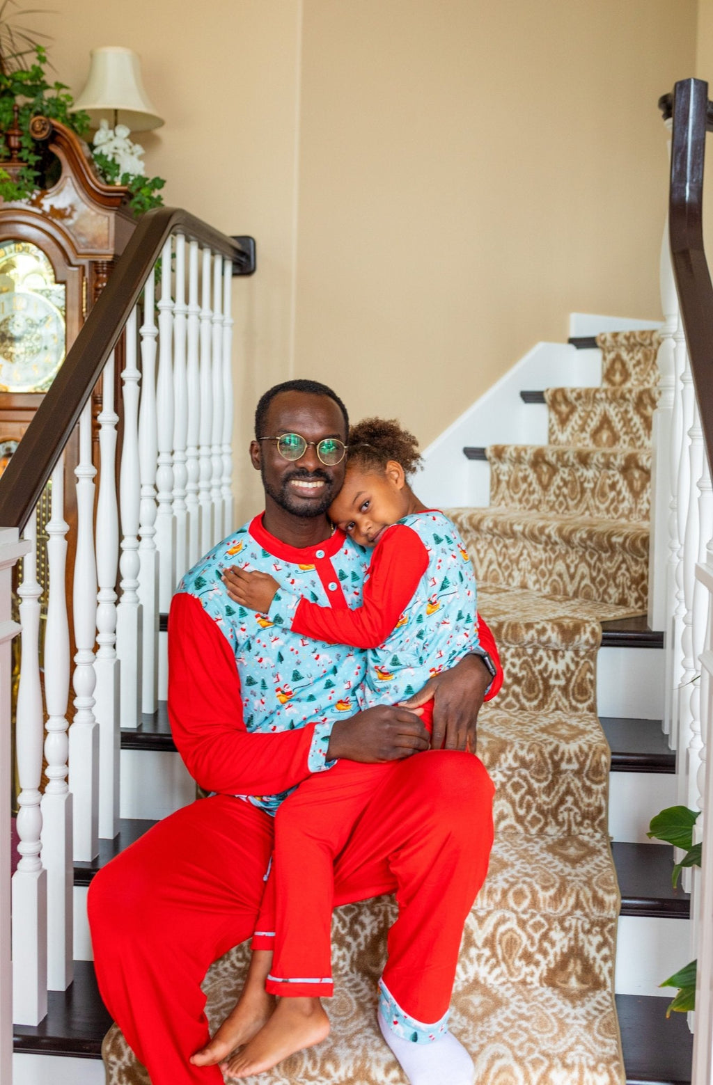 Girls Dark Santa Bamboo Holiday Pajamas