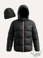 Ixtreme Toddler Boys Canvas Yoke Puffer Jacket with Fleece Hat Set, Size 3T