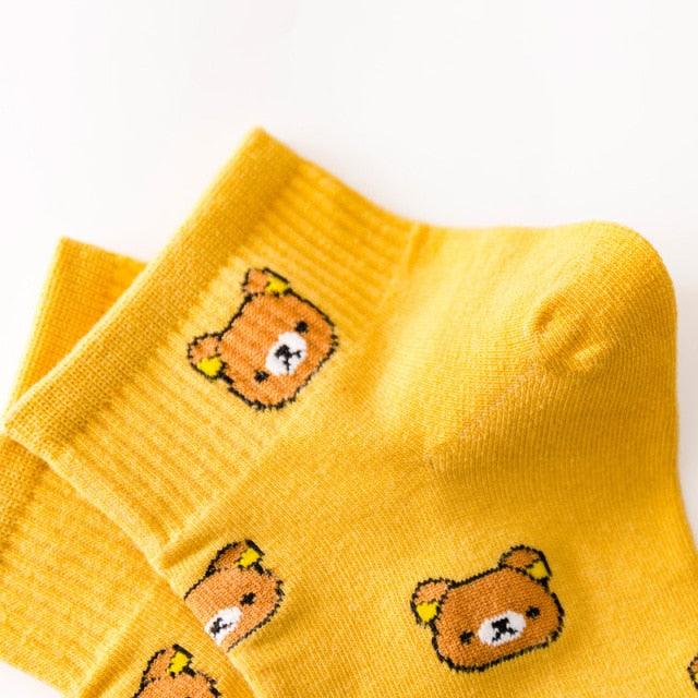 New Cartoon Female Breathable Cotton Socks Cute Bear Lovely Animal Pattern Girl Sock Novelty Combed of Pure Cotton Crew Socks For Men And Women