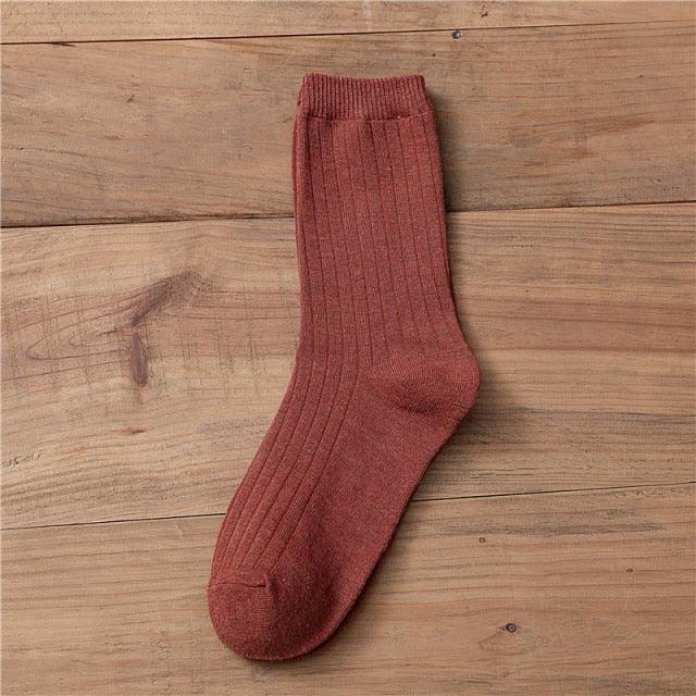 New Loose Solid Colors High School Girls Cute Socks Needles Knitting Cotton Scrunch Socks For Women