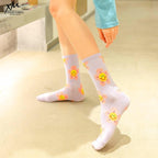 New Style Cartoon Flower Women Socks Kawaii Socks Breathable Spring Autumn Casual Socks Beautiful Girls Socks For Women