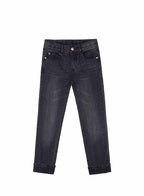 Bienzoe Boys Adjustable Waist Black Ripped Slim Denim Jeans Size 6