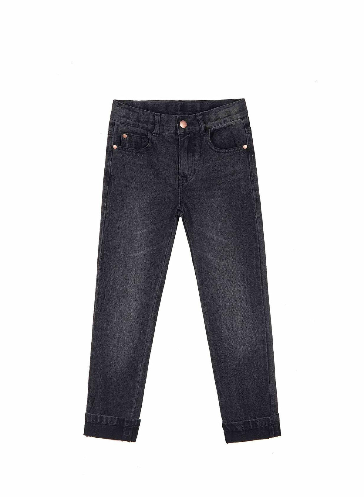 Bienzoe Boys Adjustable Waist Black Ripped Slim Denim Jeans Size 6