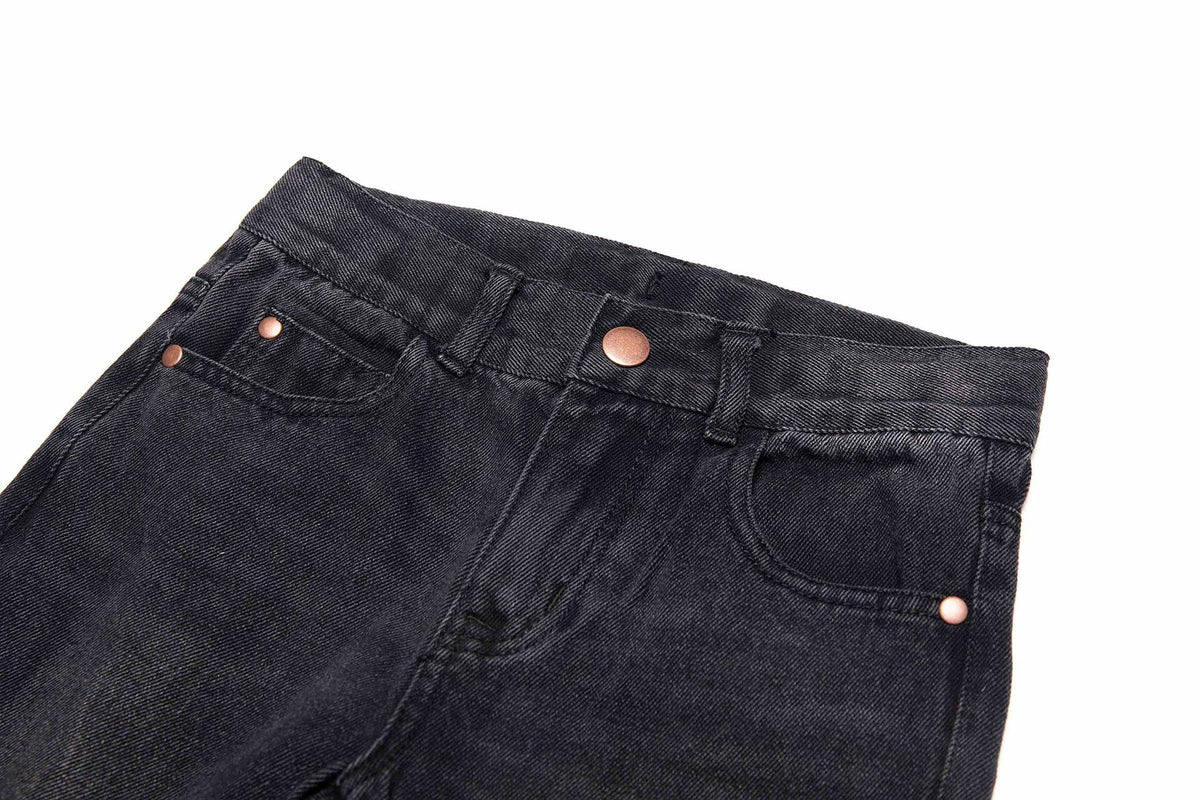 Bienzoe Boys Adjustable Waist Black Ripped Slim Denim Jeans Size 6