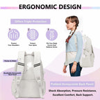 GLORIEROO Kids Backpack Girls 15.6" Laptop Compartment Beige White