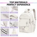 GLORIEROO Kids Backpack Girls 15.6" Laptop Compartment Beige White