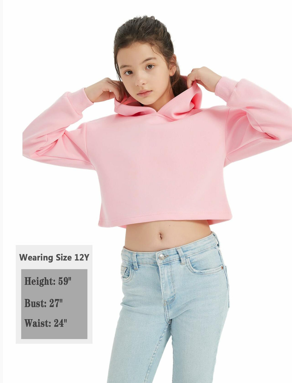 EXARUS Girls Oversized Los Angeles Hoodie – White, 8Y