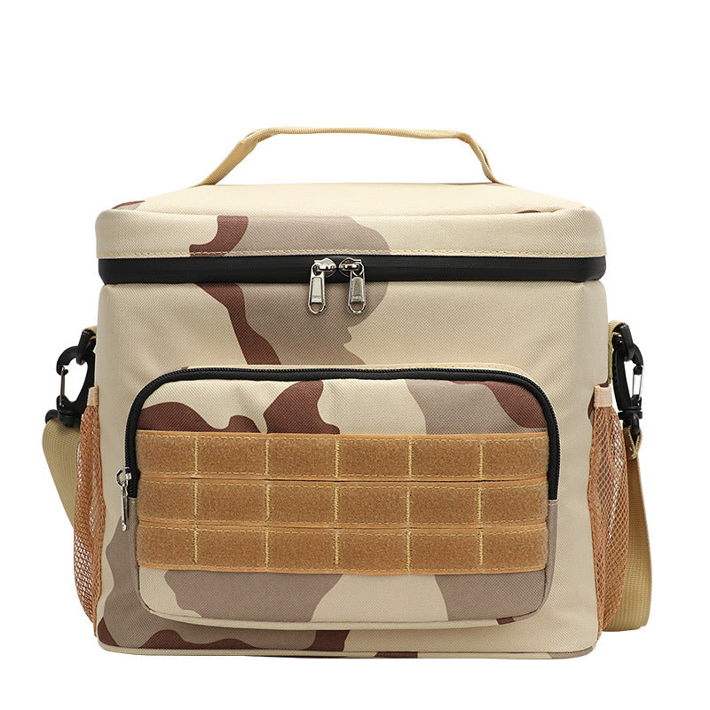 Outdoor Oxford cloth square waterproof camouflage insulation bag wear-resistant portable work convenient lunch box bag