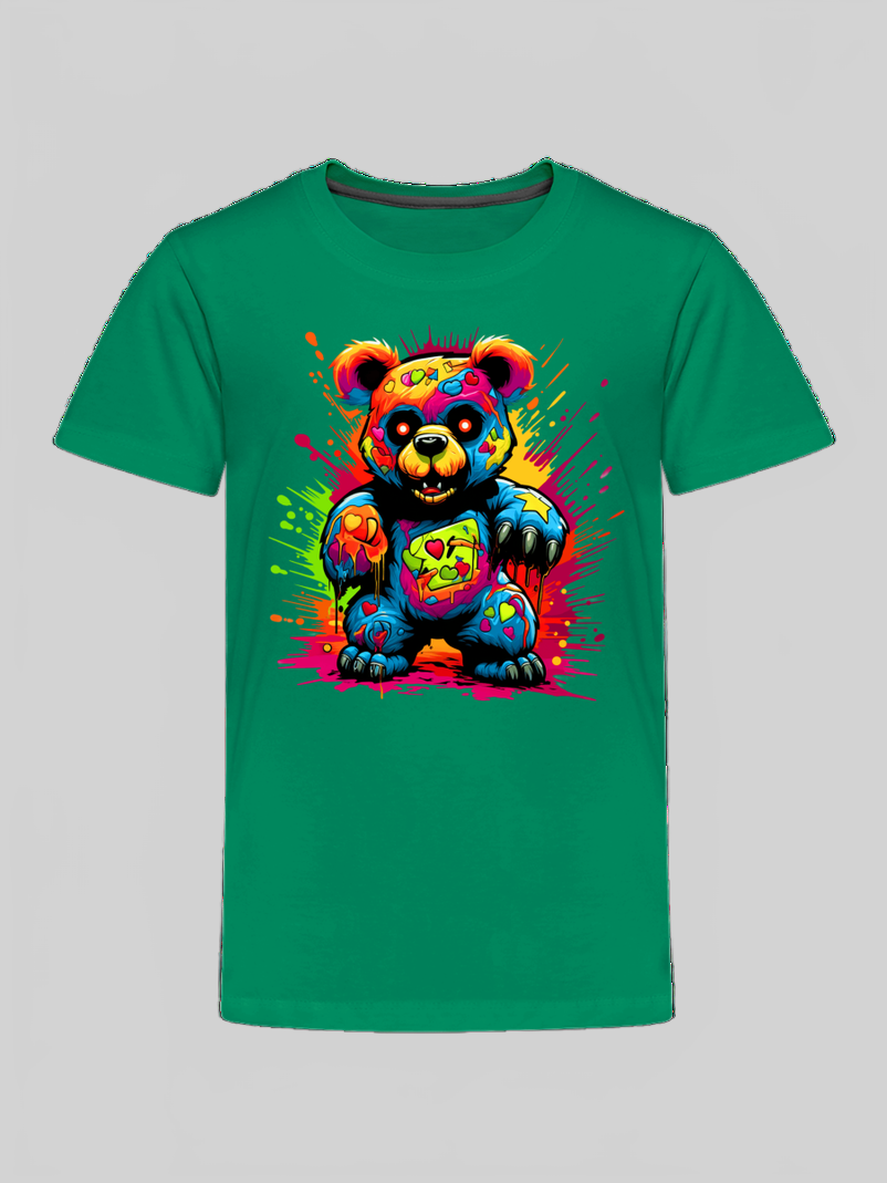 Toddler Boys Multicolored Color Splash Teddy Bear Crewneck Short Sleeve T-Shirt